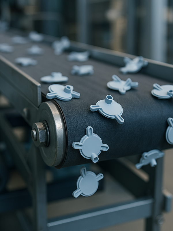 Spritzgussteile haften auf dem Förderband?